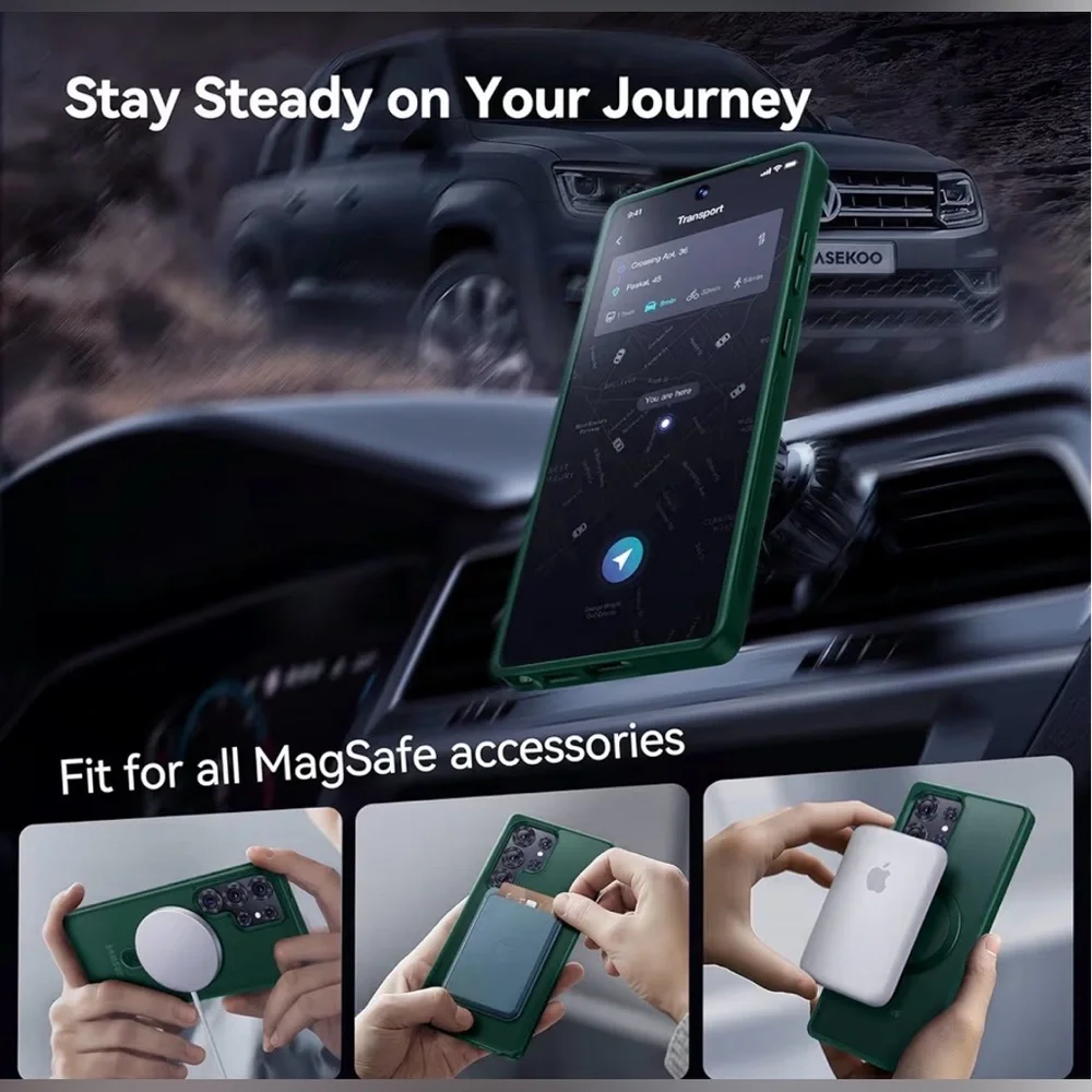 CASEKOO MagicStand Magnetic Ring Stand Case for Samsung Galaxy S25 Ultra, Green